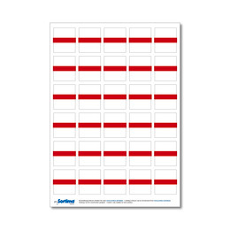 Tekstetiketter til innsatsboks 30 stk. rød (1 ark)